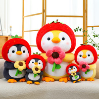 Aardbeienhoed Pinguïn Pluche Speelgoed Schattig Knuffeltje Bloem PP Katoen Gevuld Maten 20-80cm voor 14+ Jaar Groothandel Cadeau Assortimenten