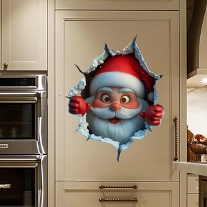 1pc Christmas Santa Wall Stickers PVC Waterproof Sticker Door <b>Window</b> Wall <b>Decals</b> DIY Peel Sticker Home Living Room Party Decor - Product Image 1