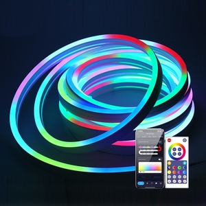 Regulable 1M 60LED RGBIC neón <span class=keywords><strong>LED</strong></span> tira música sincronización USB 5V neón <span class=keywords><strong>LED</strong></span> Control remoto Flexible <span class=keywords><strong>LED</strong></span> neón cuerda luz para decoración de habitación - Product Image 3