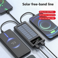 Cargador Solar Portátil con Logotipo Personalizado, Doble Puerto USB, Entrada Dual, Batería de Litio-Polímero Integrada, 4 Cables, Banco de Energía Solar de 10000 mAh