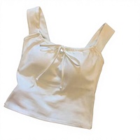 Débardeur court chic et décontracté pour femme, col carré, bretelles à nœud, avec coussinets de poitrine, coupe ajustée, sans manches, idéal pour l'été, personnalisable OEM