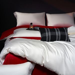 Parure de <span class=keywords><strong>lit</strong></span> unie verte personnalisable de haute qualité, 4 pièces, housse de couette en coton à fibres longues 100S, 500TC, toutes saisons - Product Image 2