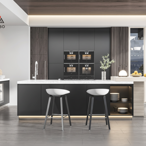 Revêtement d'étagère murale d'éclairage de style européen pour armoire de cuisine en contreplaqué avec porte en verre - Product Image 1