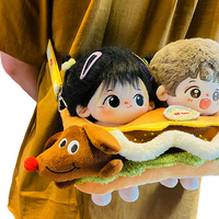 Sac à dos en peluche personnalisé en coton style dessin animé, pendentif hamburger, jouet doux et mignon pour jouer