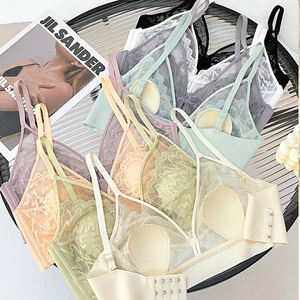 Sous-vêtements confortables floraux sans fil ajustement Triangle tasse Sexy bustier tubulaire Bralette Push up Sexy grande taille dentelle soutien-gorge pour les femmes - Product Image 1