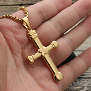 yunnique <b>Cross</b> Pendant Necklace Fashion Gold Zinc Alloy Unisex Gift Jewelry - Product Image 3