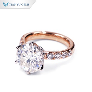 Tianyu แหวนแต่งงานเพชรรูปหัวใจและลูกศรสีกุหลาบและทองคำขาว10มม. - Product Image 4