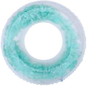 Flotador transparente inflable para piscina, anillo grueso <span class=keywords><strong>de</strong></span> PVC con lentejuelas y plumas transparentes - Product Image 3