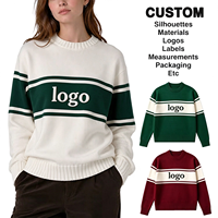 Pull en coton rayé style preppy BQ personnalisé OEM ODM, pull en tricot jacquard à col rond pour femme, pull en tricot pour le golf et le rugby