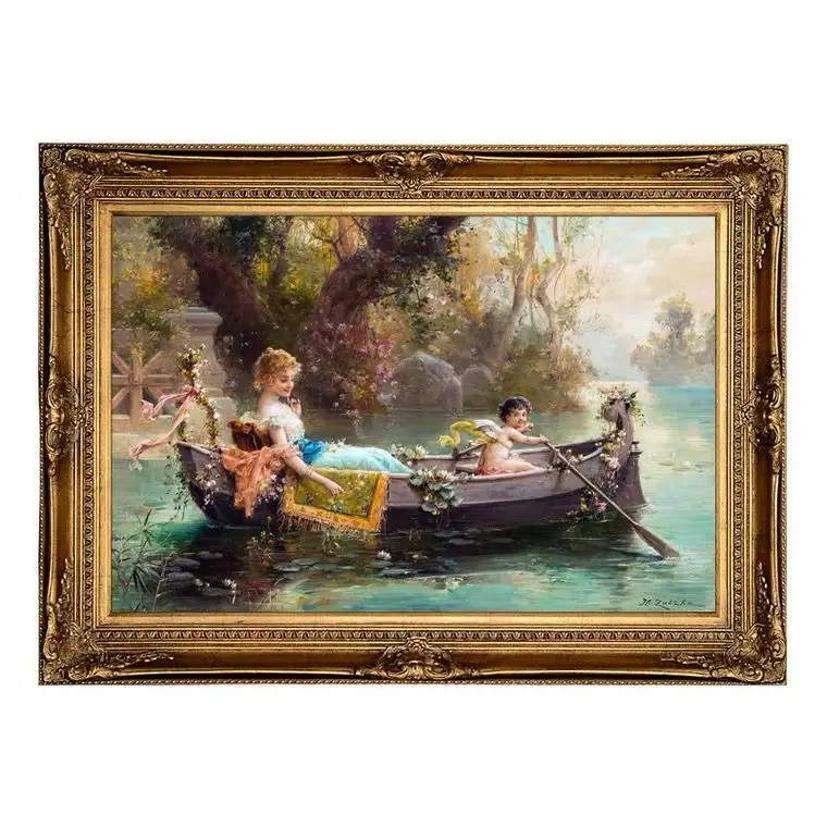 Custom Made Hand-painted Hans Zatzka Landscape Famous Oil Painting Reproduction for Home Wall Art Decor