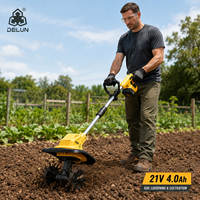 Cultivateur de jardin DELUN 21V avec batterie 4.0Ah, largeur de travail 300 mm, profondeur de travail 220 mm pour le desserrage du sol des parterres de jardin