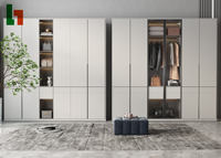 Armoire de chambre à coucher personnalisée de style Art déco haut de gamme Intérieurs élégants Incrustations de verre respectueuses de l'environnement Meubles de salon