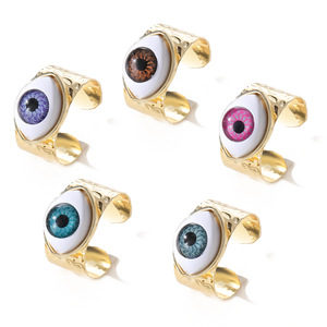 Devil Eye Open <b>Ring</b> Gold Plated <b>Adjustable</b> Creative Blue Eye Unisex Fashion <b>Ring</b> Party Jewelry - Product Image 5
