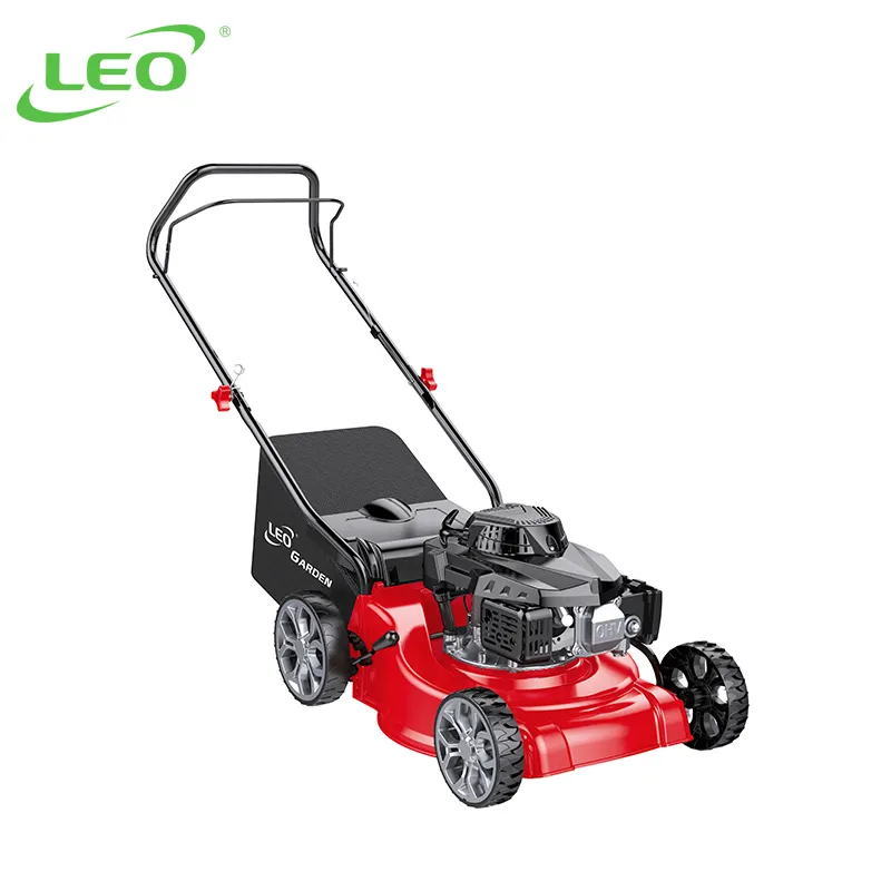 LEO LM40-E bahçe aracı setleri 4-Stroke akülü çim biçme makineleri mini el itme arka benzin çim biçme makinesi