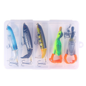 Set di 10 Esche da Pesca Rotanti con Coda, Popper e Esche Galleggianti a Forma di Anatra, Kit di Esche Artificiali Rigide per Acqua Dolce e Salata - Product Image 5