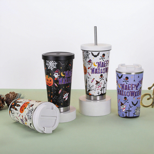 <span class=keywords><strong>Halloween</strong></span> Theo Chủ Đề 500Ml Thép Không Gỉ 304 Chân Không Cách Điện Cốc 304 Hiệu Suất Nóng Bí Ngô/Ma/Bat In Rơm Cốc - Product Image 2