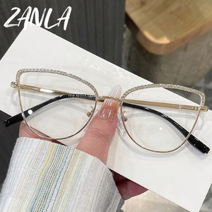 Thanh lịch kim loại sáng bóng khung mắt mèo mắt màu xanh ánh sáng Chặn kính khung 2025 Phụ nữ sexy máy tính Kính mắt thời trang nữ - Product Image 1