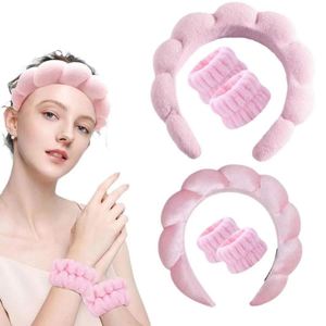 Ensemble de bandeaux torsadés en éponge effet nuage, bandeau pour le lavage du visage à couronne haute, accessoire capillaire artisanal et élégant pour le maquillage, le spa, les cadeaux et les mariages - Product Image 3