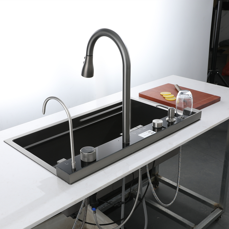 Multi-Functional Large Kitchen Sink 304 Stainless Steel Counter Installation Nano Surface Smart Undermount Waterfall Design · image 5