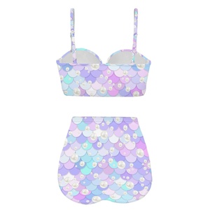 Sirène maillot <span class=keywords><strong>de</strong></span> bain ensemble femmes mode deux pièces ensemble Push up maillots <span class=keywords><strong>de</strong></span> bain Sexy maillot <span class=keywords><strong>de</strong></span> bain natation plage licou Bikini couleur unie - Product Image 4