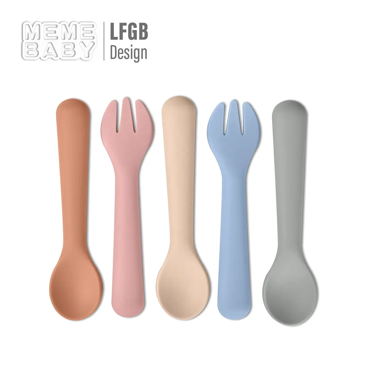 BPA Free Silicone Child Study Table manage Kids Tiny Spoon and Fork Gift Set manico duro cucchiaio per bambini forchetta Set da viaggio