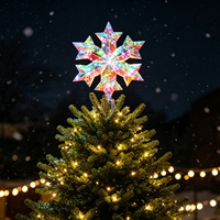 LED-Beleuchteter Holographischer Schillernder Schneeflocken-Christbaumspitzen-Dekor 30 RGB Warmweiße LEDs USB-Betrieben IP20-Zertifiziert Feiertagsdekoration