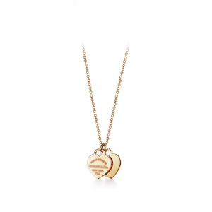 <span class=keywords><strong>Collier</strong></span> classique en chaîne de bambou avec pendentif en pierre naturelle en forme de double cœur, <span class=keywords><strong>collier</strong></span> de mode pour la famille, sortie d'usine - Product Image 2