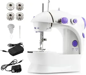 Mini Sewing Machine Upgraded Portable 2 Threads Double Speed Double Switches Household Kids Beginners Travel Automatic Sewing