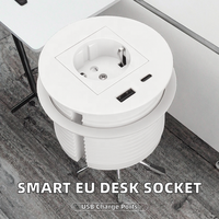 Prise de bureau intelligente MAQO UK encastrée dans le bureau, passe-câbles rond encastré pour canapé avec charge USB, indice de protection IP21, en alliage d'aluminium