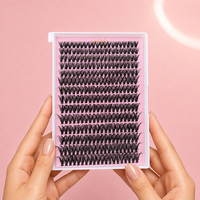 Extensions de cils en grappes 40D, 320 pièces, plateau rose, cils segmentés, vente en gros, fournisseur en vrac