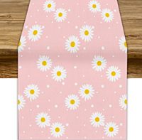 Chemin de table floral de printemps, chemin de table marguerite multicolore de 13 * 72 pouces, adapté à la décoration de printemps