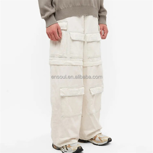 Pantalons courts pour hommes en gros OEM, personnalisés, beiges, zippés aux genoux, plusieurs poches, pantalons <span class=keywords><strong>cargo</strong></span> amples pour hommes - Product Image 1