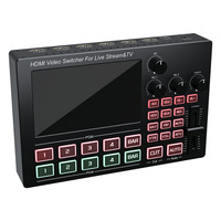 SOFLY HDMI Video Switcher untuk Live Streaming 4 Way HDMI Video Switcher dengan Layar 5-inci Terintegrasi HDMI Video Switcher 4 in 2 Out