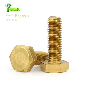 DIN933 Hex head brass bolts M3~M24 Hexagon screws Copper plated Brass Hex Bolt