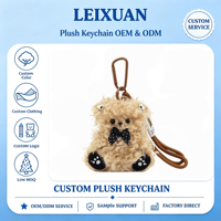 Porte-clés en peluche ours bouclé mignon avec nœud, petit ours en peluche pour sac, breloque de sac à dos avec mousqueton