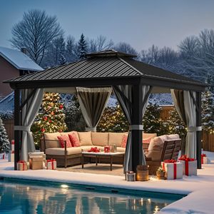 Hot bán tùy chỉnh dễ dàng lắp ráp không thấm nước đôi mái nhôm khung ngoài trời hardtop <span class=keywords><strong>gazebo</strong></span> với lưới rèm cửa - Product Image 5