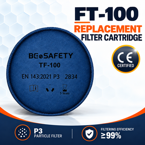 <span class=keywords><strong>Cartouche</strong></span> <span class=keywords><strong>filtrante</strong></span> de remplacement FT 100 certifiée CE EN 143 <span class=keywords><strong>P3</strong></span>, efficacité de 99 % pour respirateur anti-poussière industriel - Product Image 1