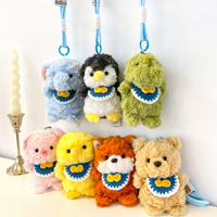 Porte-clés en peluche amusant en forme d'éléphant, renard, pingouin, ours, petit format, personnalisable, pour sac à dos