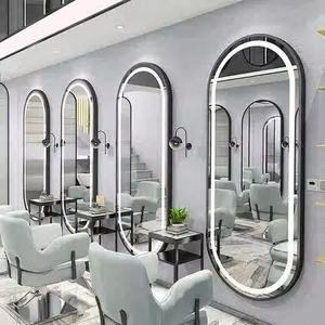 Miroir <span class=keywords><strong>de</strong></span> <span class=keywords><strong>salon</strong></span> mural en verre <span class=keywords><strong>de</strong></span> style moderne, station à miroir simple face avec lumières LED <span class=keywords><strong>pour</strong></span> <span class=keywords><strong>salon</strong></span> <span class=keywords><strong>de</strong></span> <span class=keywords><strong>coiffure</strong></span>, chambre à coucher, miroir <span class=keywords><strong>de</strong></span> maquillage - Product Image 6