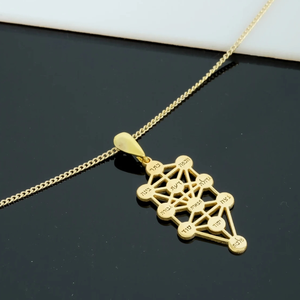Nouveau Design Kabbale Arbre De Vie Collier Bijoux Personnalisés Plaqué Or 18k En Acier Inoxydable 316l Collier Hébreu Inspiré Juif - Product Image 3