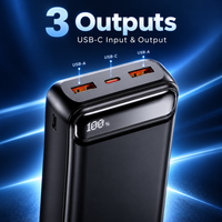 Batterie externe portable haute capacité 30000mAh 50000mAh, charge rapide 22.5W, entrée/sortie USB-C, affichage numérique LED