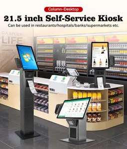 Usingwin 21.5" Smart Restaurant Order POS Payment Terminal Kiosk Self Service All In 1 Machine With Receipt Printing