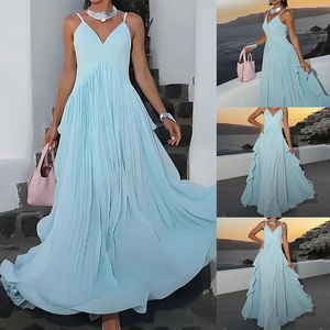 Nouvelle Robe Longue Élégante pour Femme, à Volants et Grande Ampleur, Sans Manches, Dos Nu, Col en V, Taille Haute, pour Soirée et Fête - Product Image 2