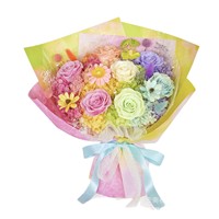 Bouquet de roses séchées naturelles colorées Wafa - Fleurs éternelles longue durée 3-5 ans - Cadeau pour la fête des mères, les mariages, les anniversaires