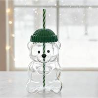 Gobelet en verre Starbk Teddy Bear, style Ins, prix bas, créatif, en verre borosilicate de haute qualité avec paille