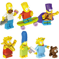 Vente en gros usine : Blocs de construction de collection des personnages de dessins animés des Simpsons (Homer, Marge, Bart, Léon, Marguerite)
