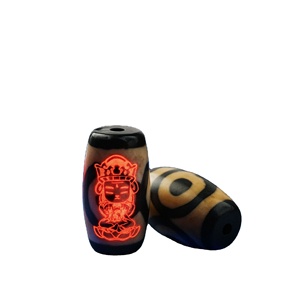 11*20Mm Vô Hình Nhấp Nháy <span class=keywords><strong>Rulai</strong></span> Đen Tinh Khiết Tây Tạng Agate Dzi Hạt - Product Image 2