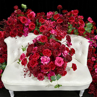 Sunwedding Künstliche Blumen Rote Rosen Girlande Sofa-Hintergrund Hochzeits-Tischdekoration
