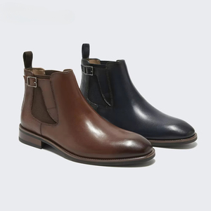 Sepatu Boots Pria Coklat Kulit Halus Bertekstur, Hak Bertekstur, Bernapas, Formal - Product Image 4