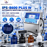 Mesin Pengkodean Tanggal Otomatis IPS-B600 Plus W untuk Botol Air, Kode Batch, Tanggal EXP, Tanggal MFG dengan Konveyor, Mesin Printer Cij Putih